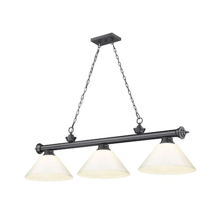 Z-Lite Cordon 3 Light Billiard, Bronze Plate & White 2306-3BP-PWH